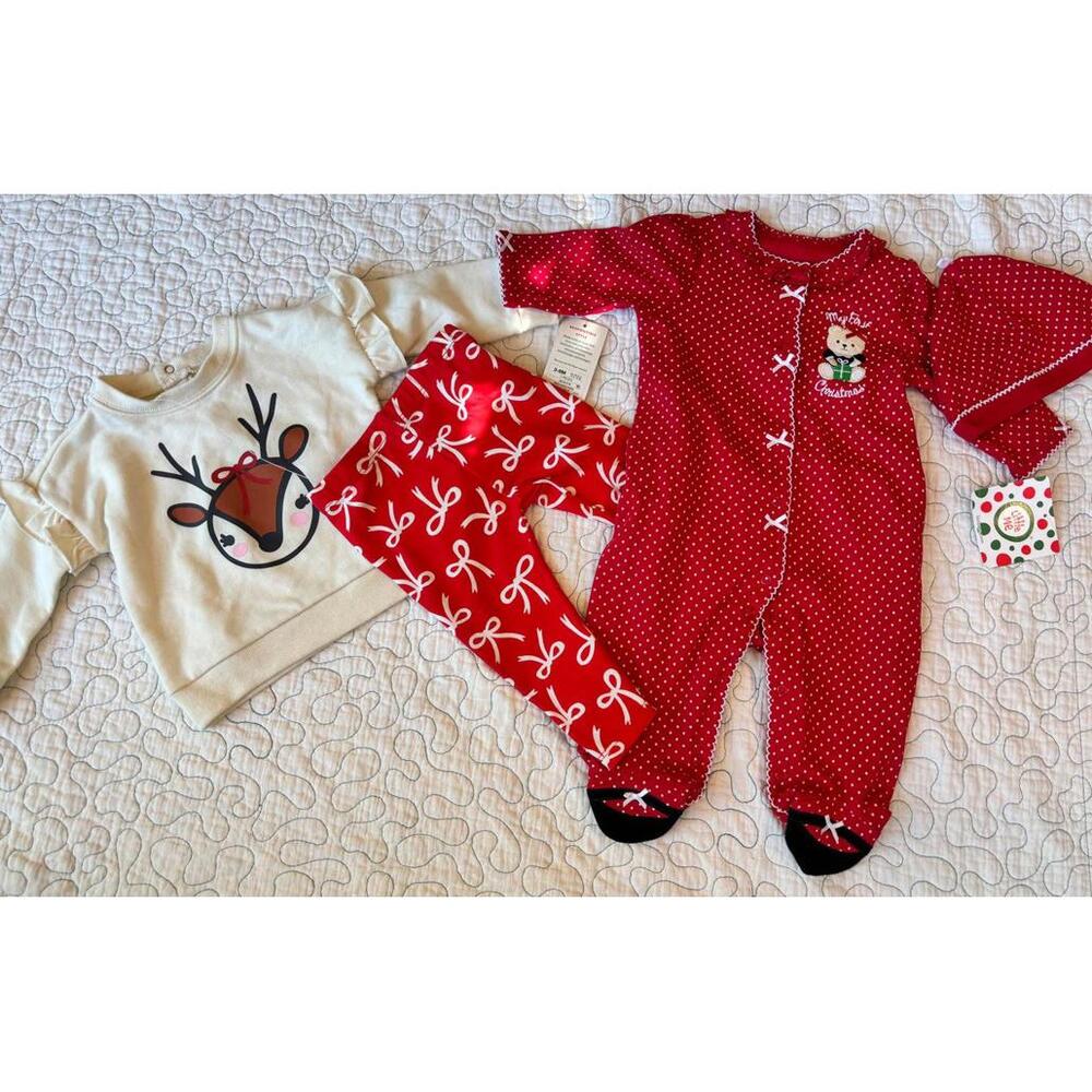Girls Size  3 &‎ 3-6 Months Christmas Outfit Set